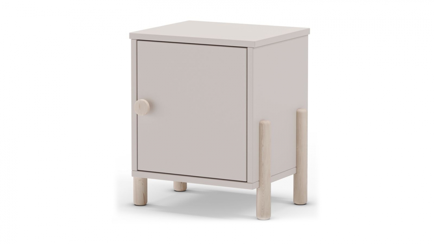 Table de chevet enfant 1 porte en bois beige - Bastien