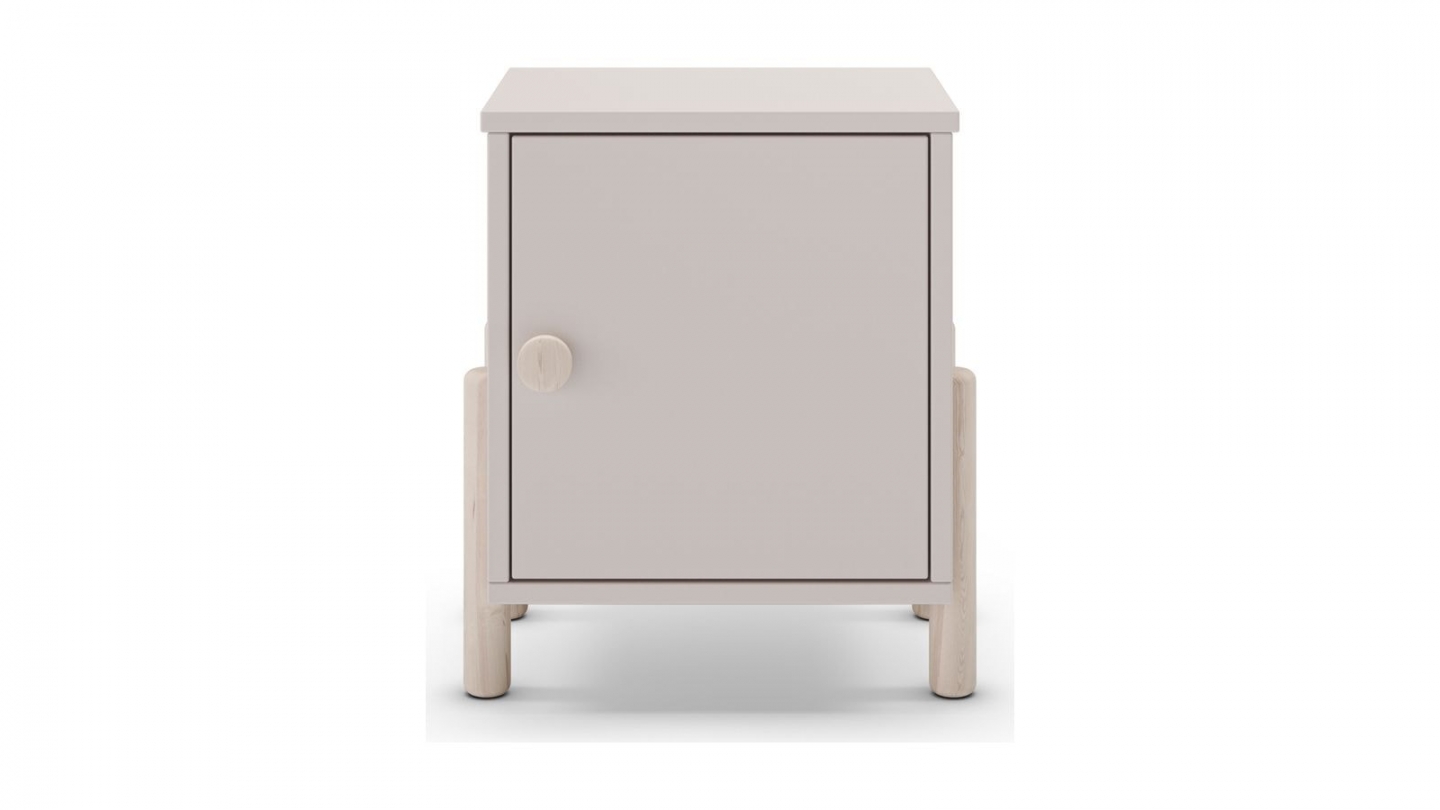 Table de chevet enfant 1 porte en bois beige - Bastien