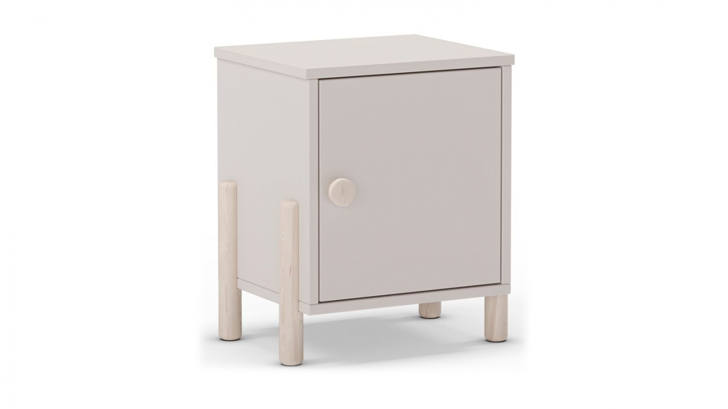 Table de chevet enfant 1 porte en bois beige - Bastien