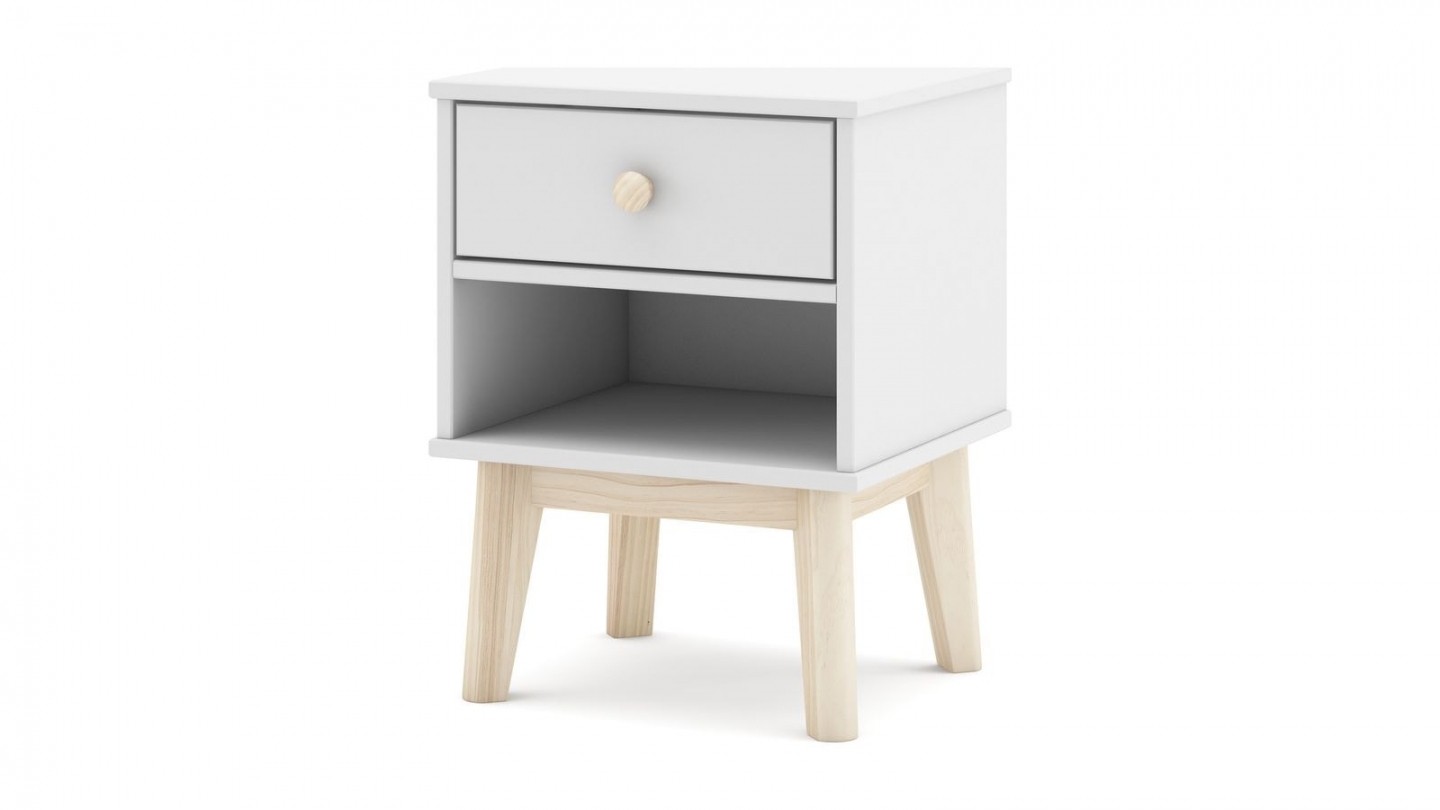 Table de chevet enfant 1 tiroir en bois blanc - Elise