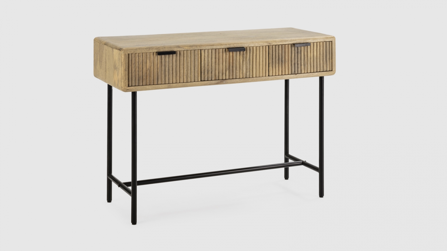 Console 3 tiroirs en bois de manguier 100 cm - Sanja