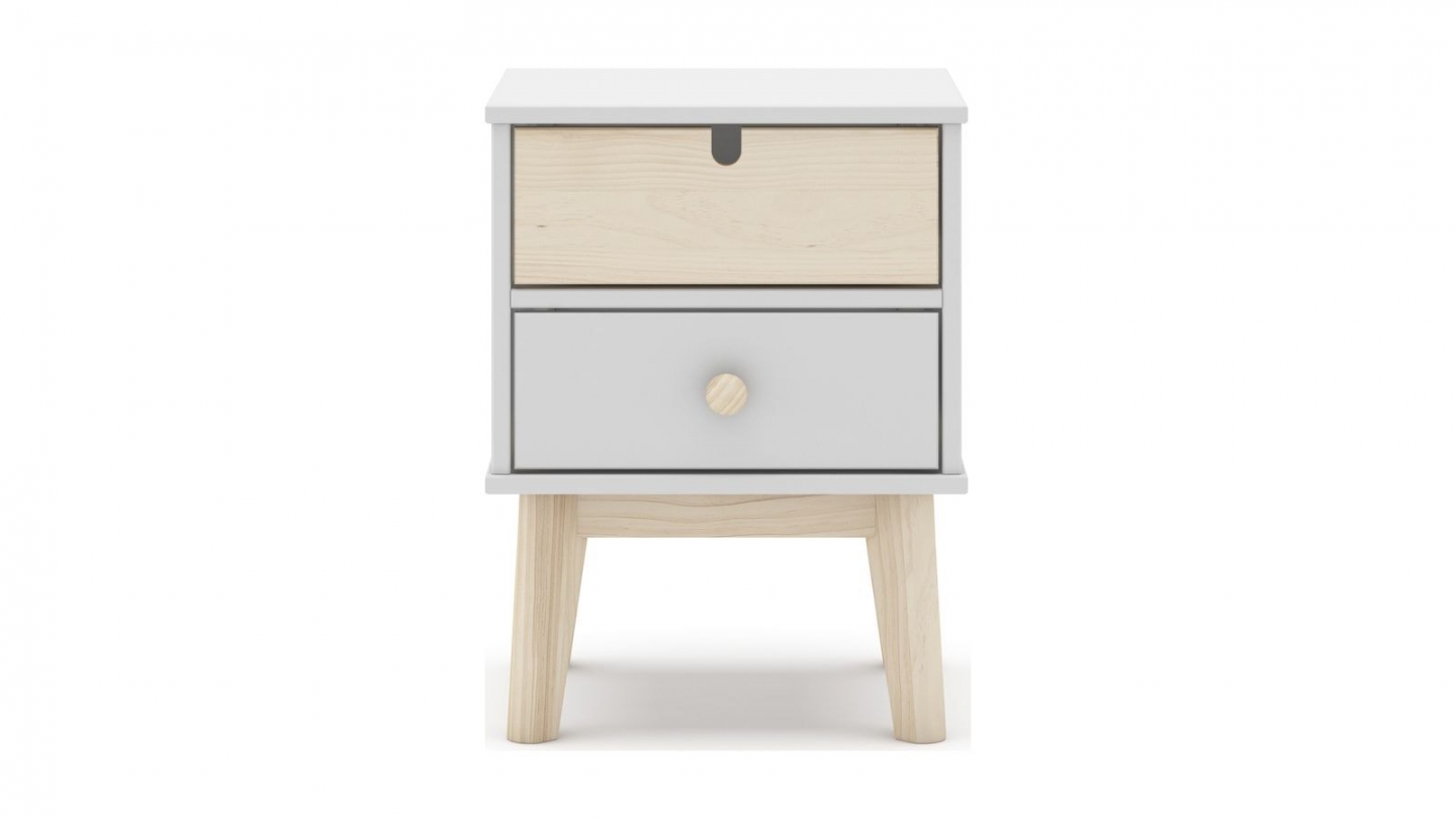 Table de chevet enfant 2 tiroirs en bois blanc - Lucy