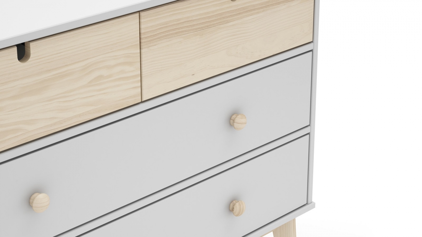 Commode enfant 4 tiroirs en bois blanc 100 cm - Lucy