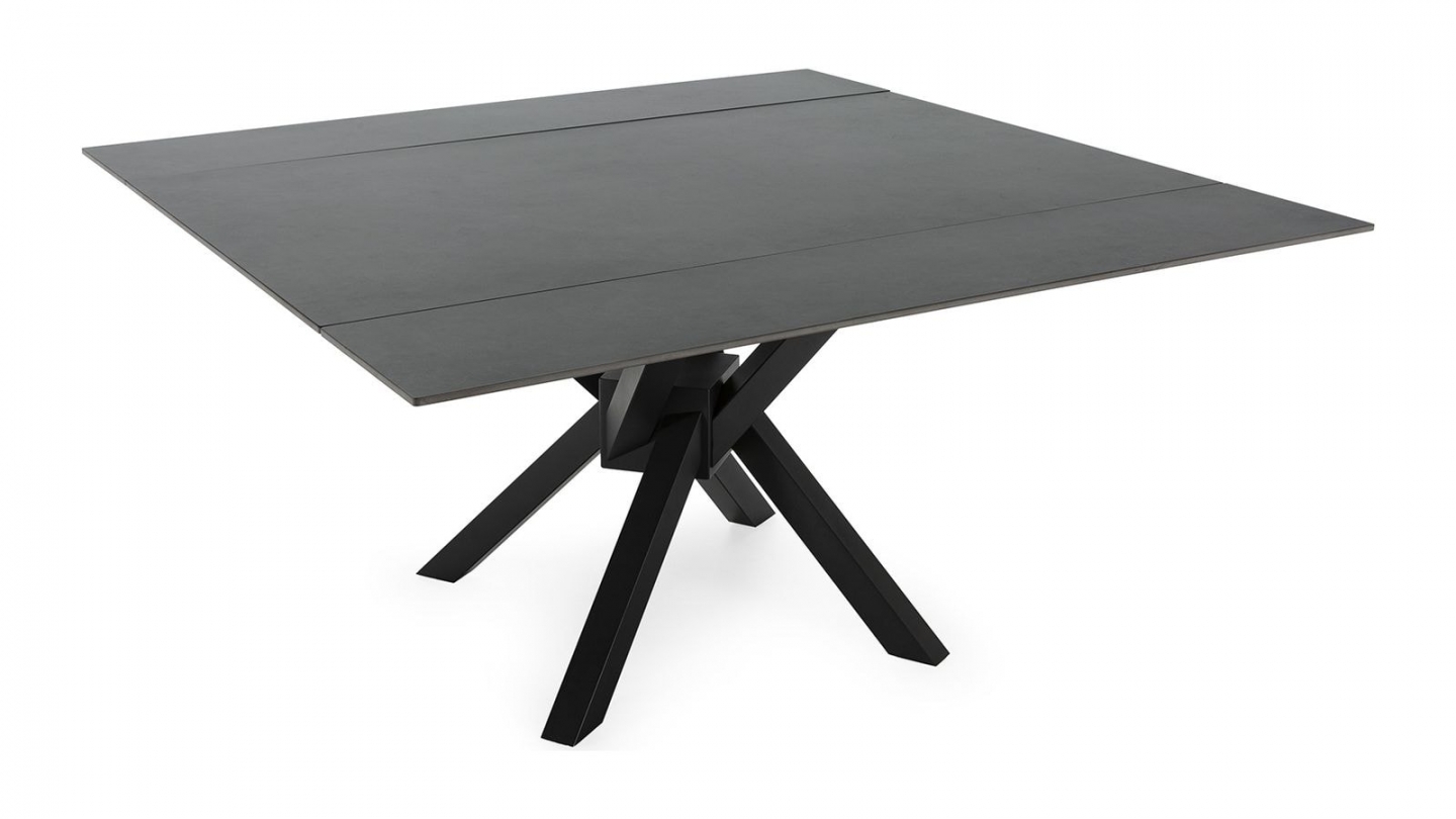 Table à manger carrée en céramique anthracite 150 cm - Zora