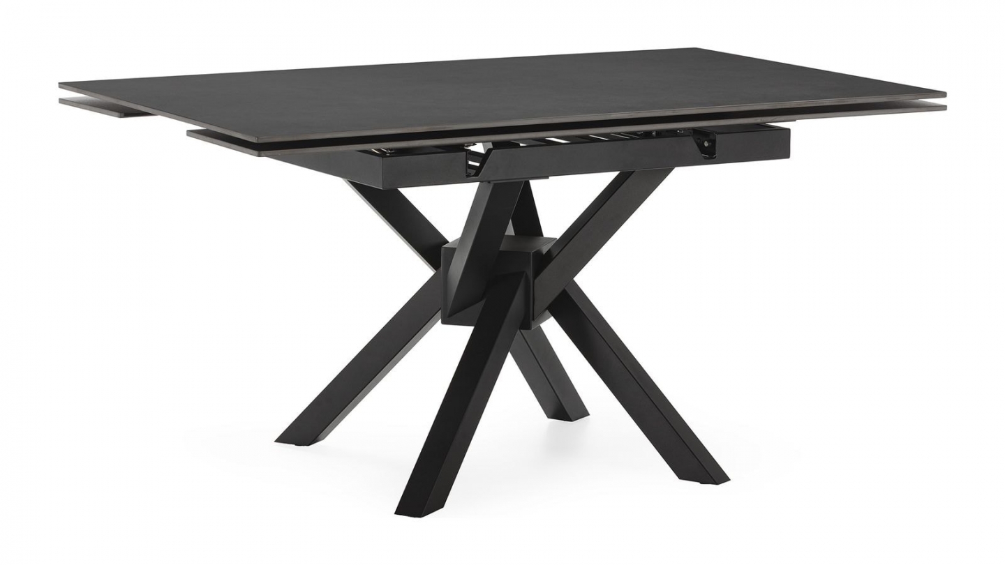 Table à manger carrée en céramique anthracite 150 cm - Zora