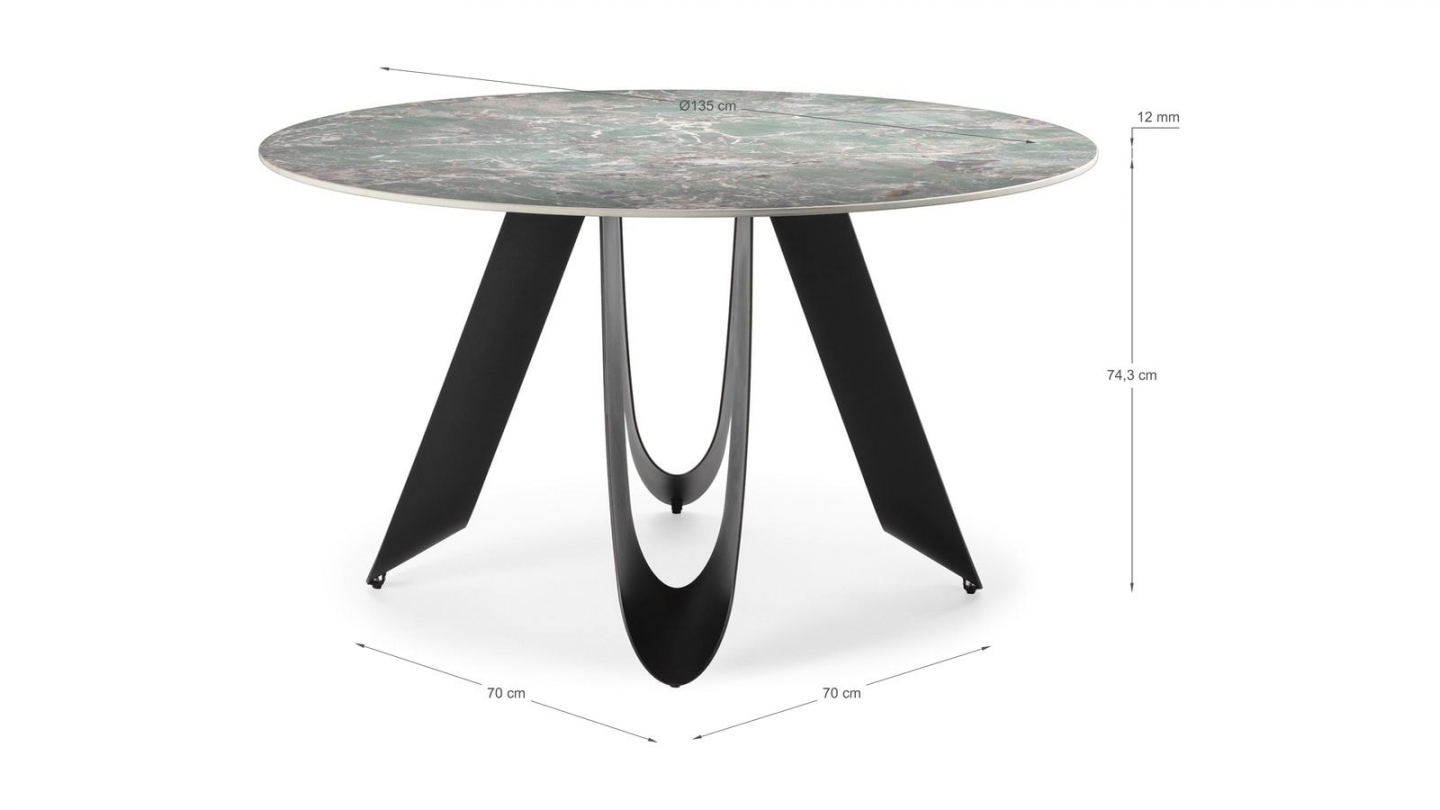 Table à manger ronde en céramique effet pierre 4 à 6 pers. 135 cm - Orso