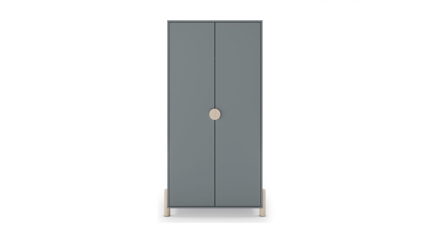 Armoire enfant 2 portes en bois vert kaki 92 cm - Bastien