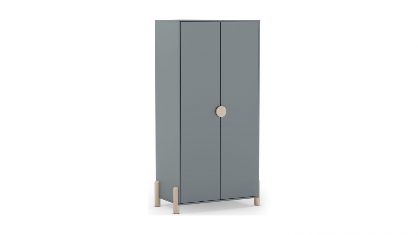 Armoire enfant 2 portes en bois vert kaki 92 cm - Bastien