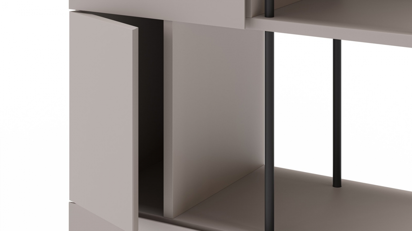 Blibliothèque 5 portes beige H175 cm - Lise