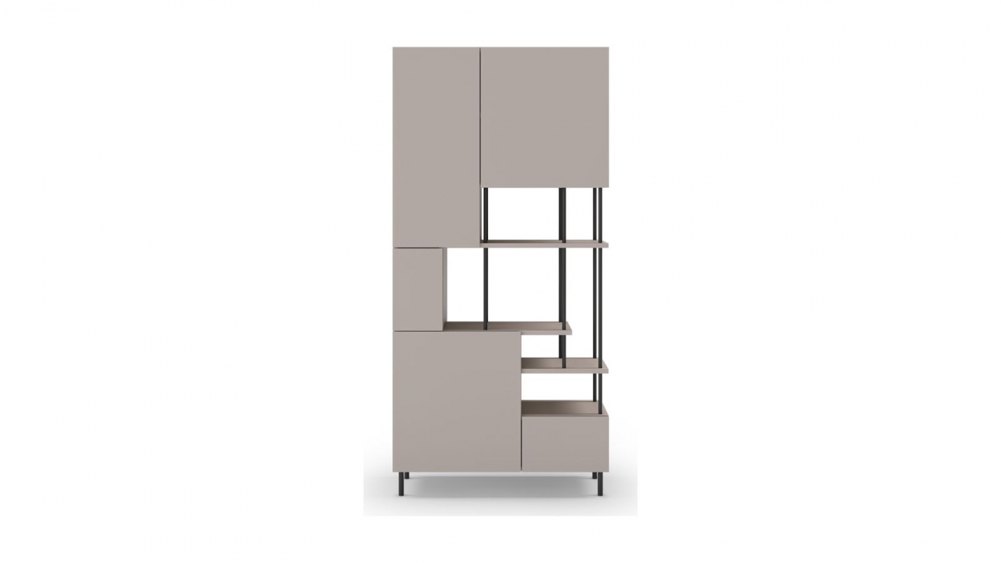 Blibliothèque 5 portes beige H175 cm - Lise