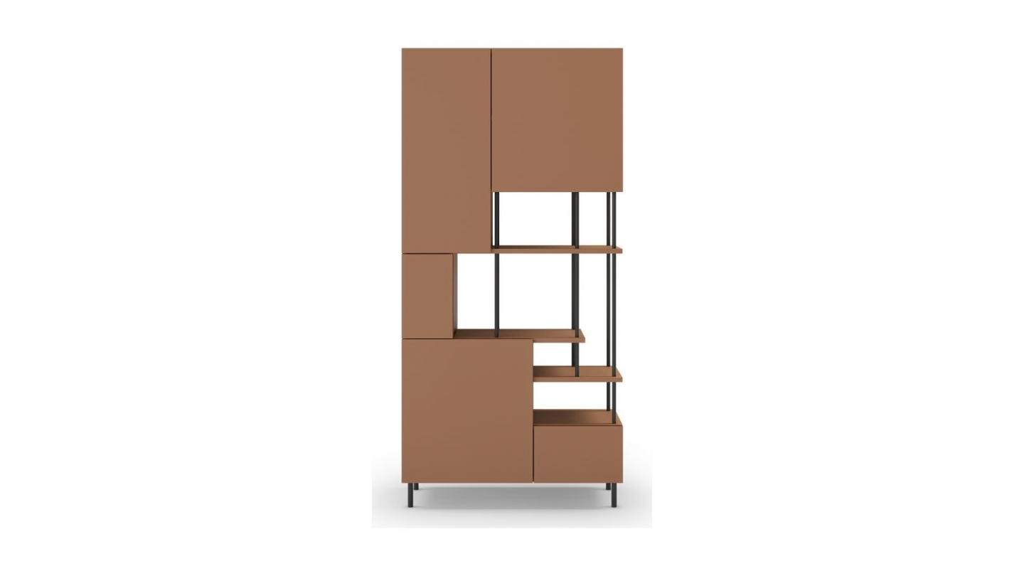 Blibliothèque 5 portes terracotta H175 cm - Lise