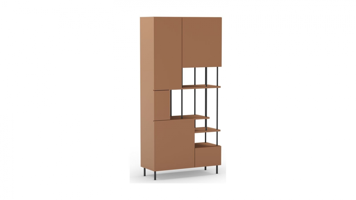Blibliothèque 5 portes terracotta H175 cm - Lise