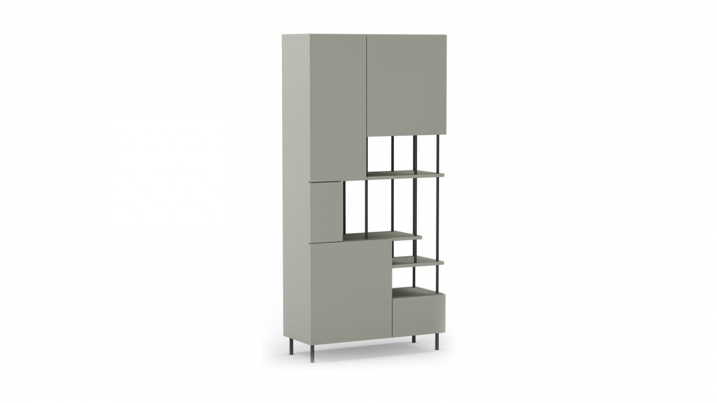 Blibliothèque 5 portes vert H175 cm - Lise