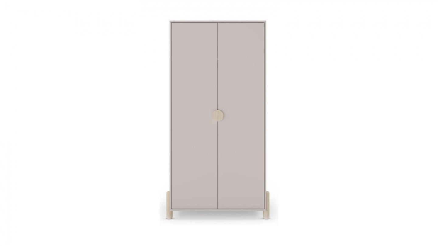 Armoire enfant 2 portes en bois beige 92 cm - Bastien