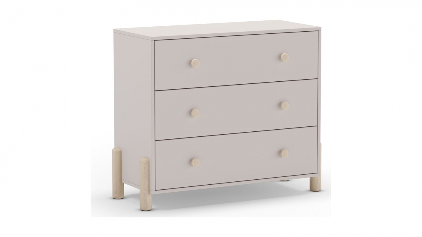 Commode enfant 3 tiroirs en bois beige 90 cm - Bastien