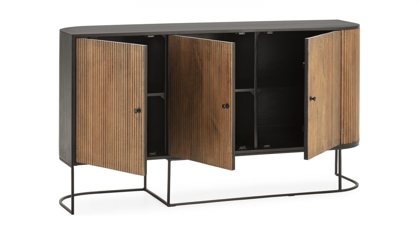 Buffet 3 portes en bois de manguier 165 cm - Cyrus