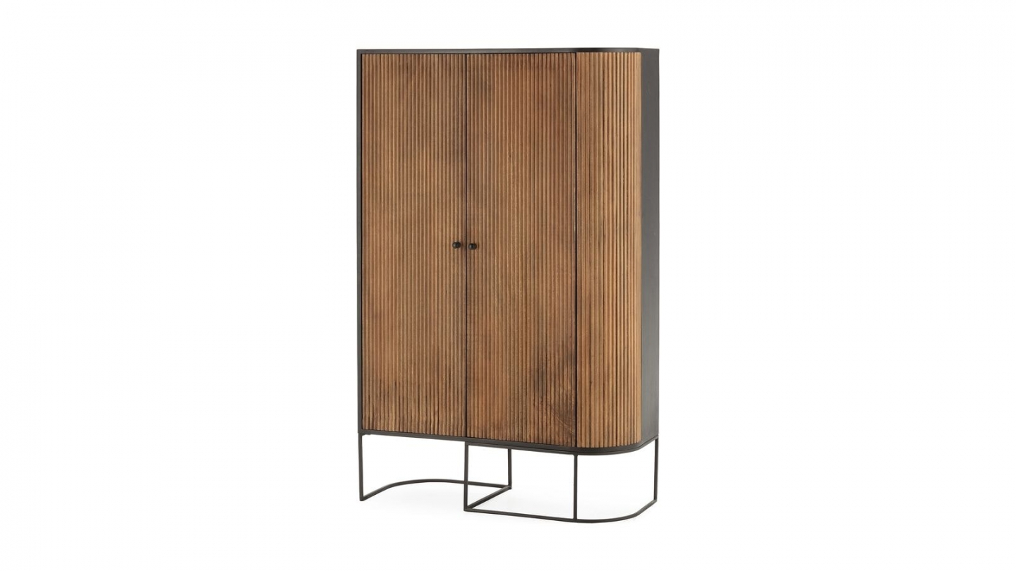 Buffet haut 2 portes en bois de manguier 100 cm - Cyrus