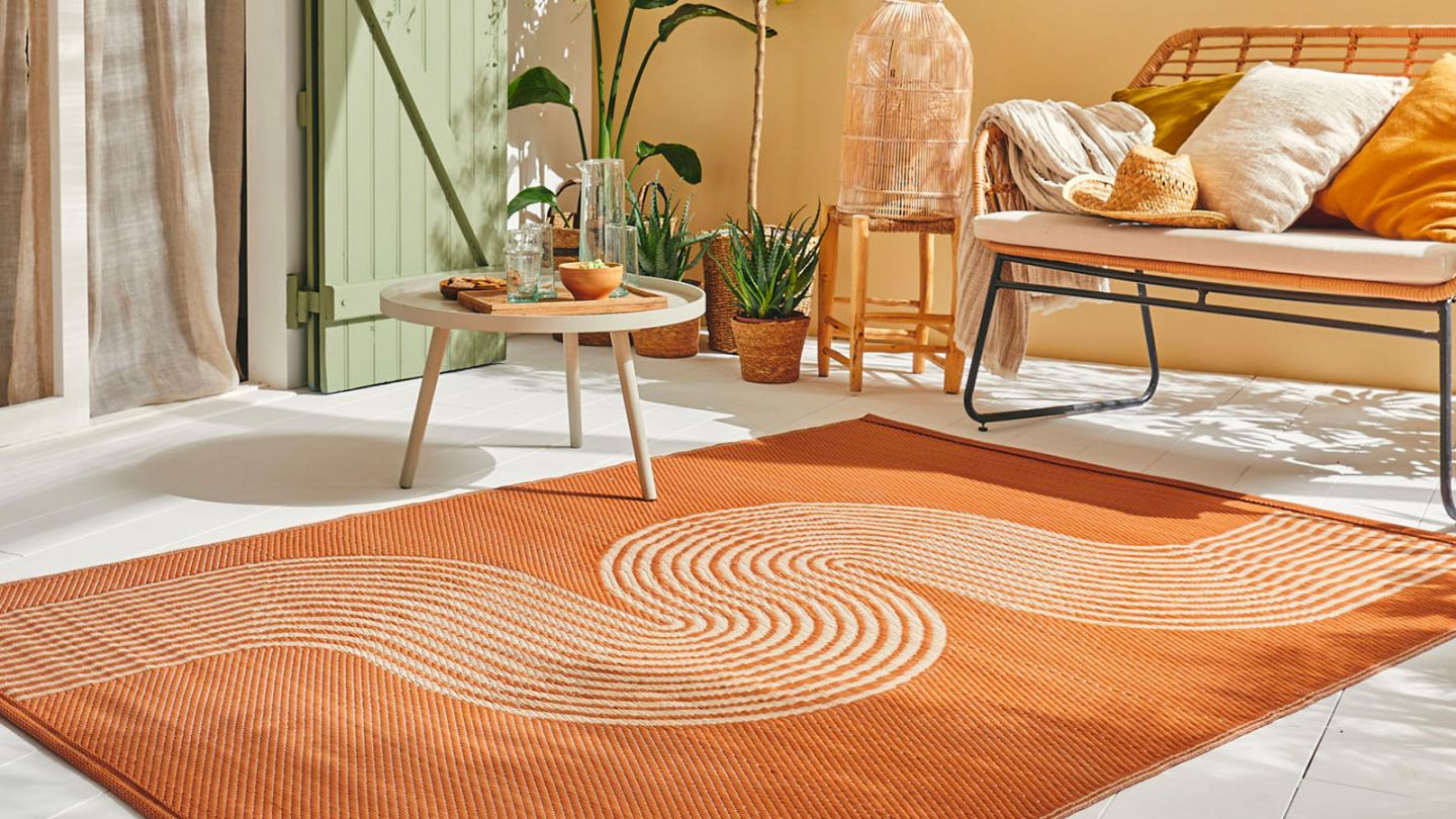 Tapis d’extérieur motif vague terracotta 180x280 cm - Verona