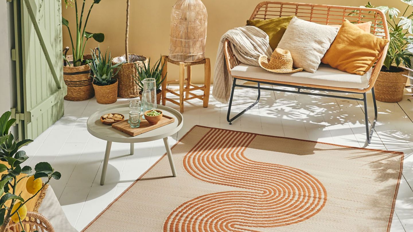 Tapis d’extérieur motif vague terracotta 120x160 cm - Verona