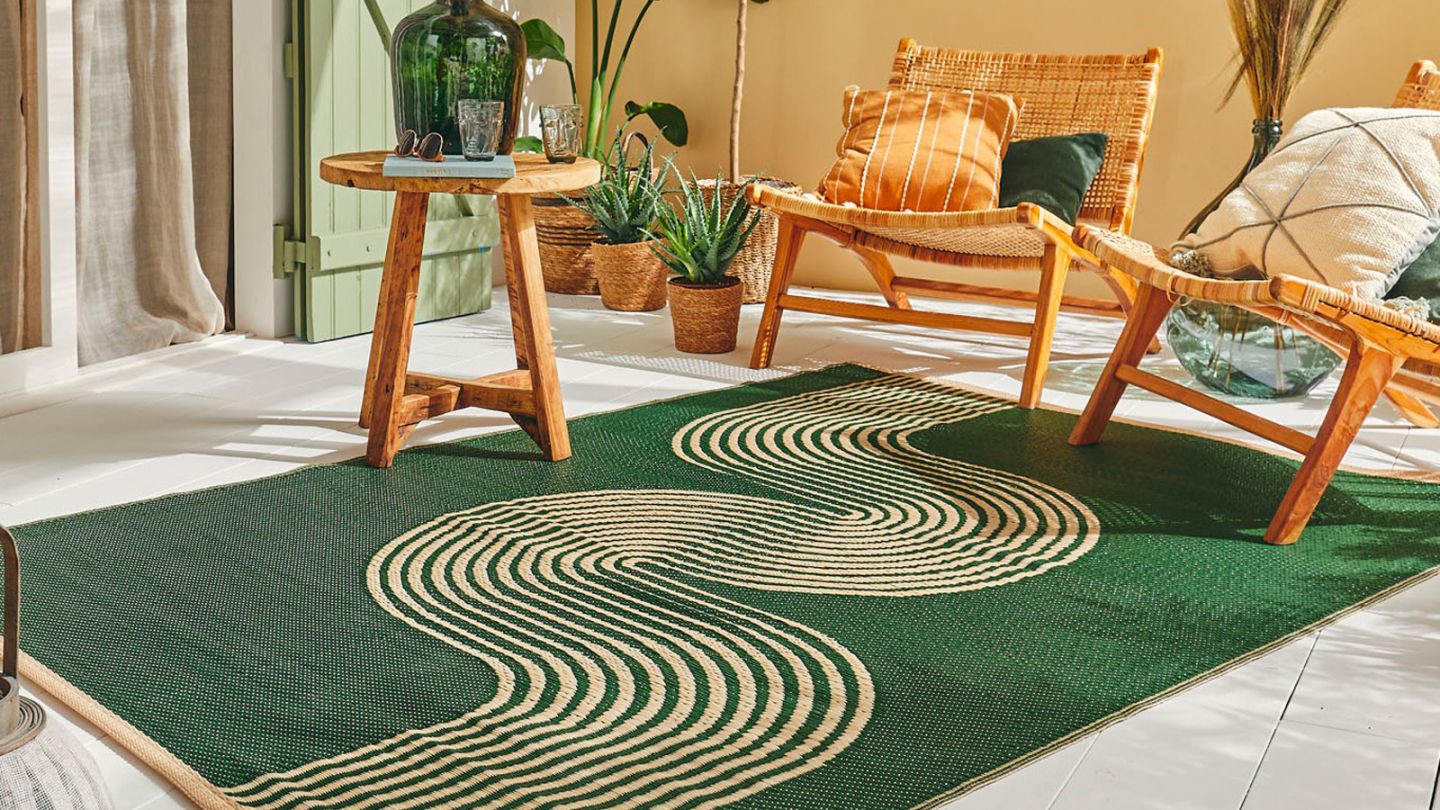 Tapis d’extérieur motif vague vert 120x160 cm - Verona