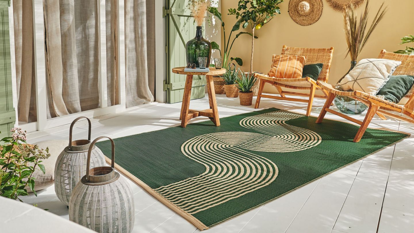 Tapis d’extérieur motif vague vert 180x280 cm - Verona