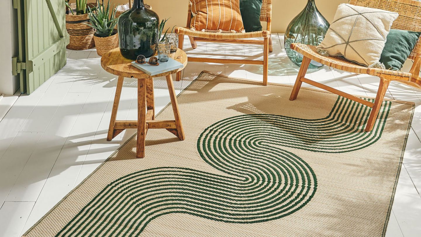 Tapis d’extérieur motif vague vert 180x280 cm - Verona