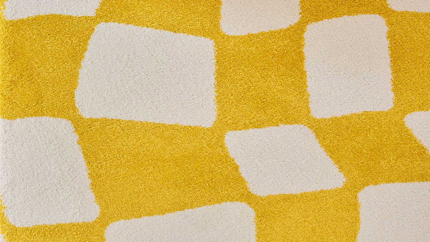 Tapis rétro à damier jaune 200x280 cm - Nahia