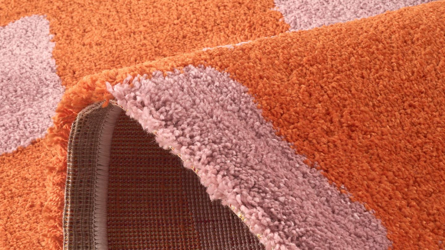 Tapis rétro à damier orange 120x160 cm - Nahia