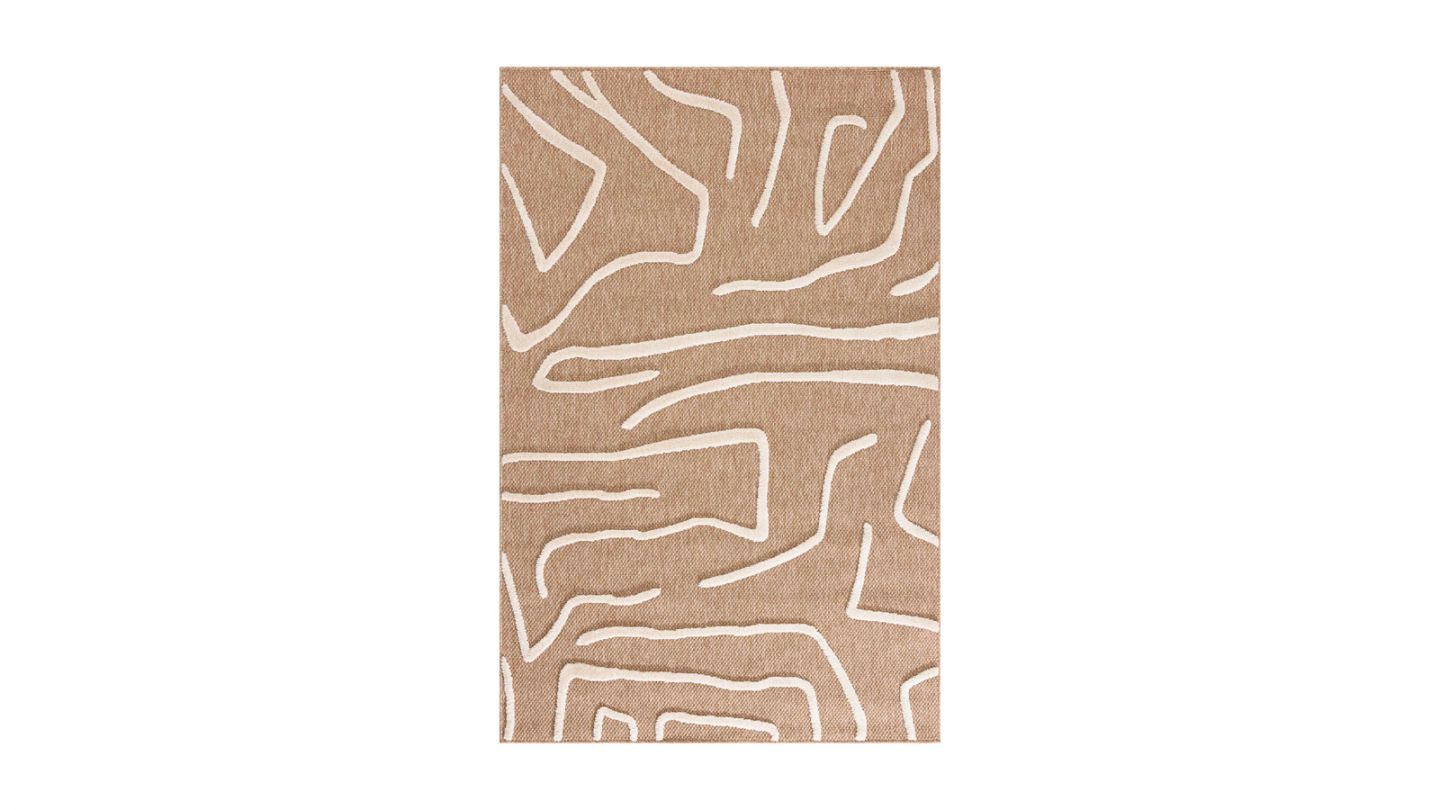 Tapis géométrique abstrait blanc et jute 200x290 cm - Arlo