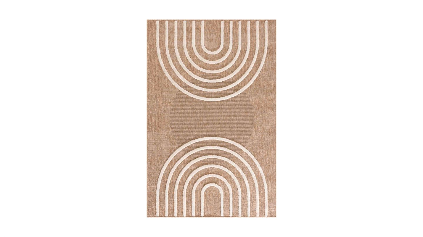 Tapis aspect jute motif arc-de-cercle beige 160x230 cm - Juno