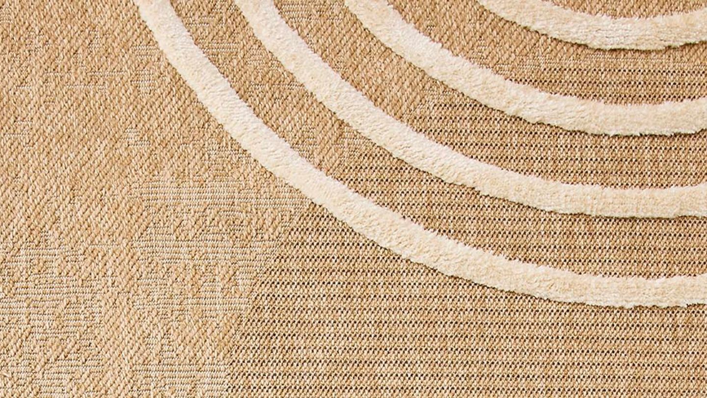 Tapis aspect jute motif arc-de-cercle beige 160x230 cm - Juno