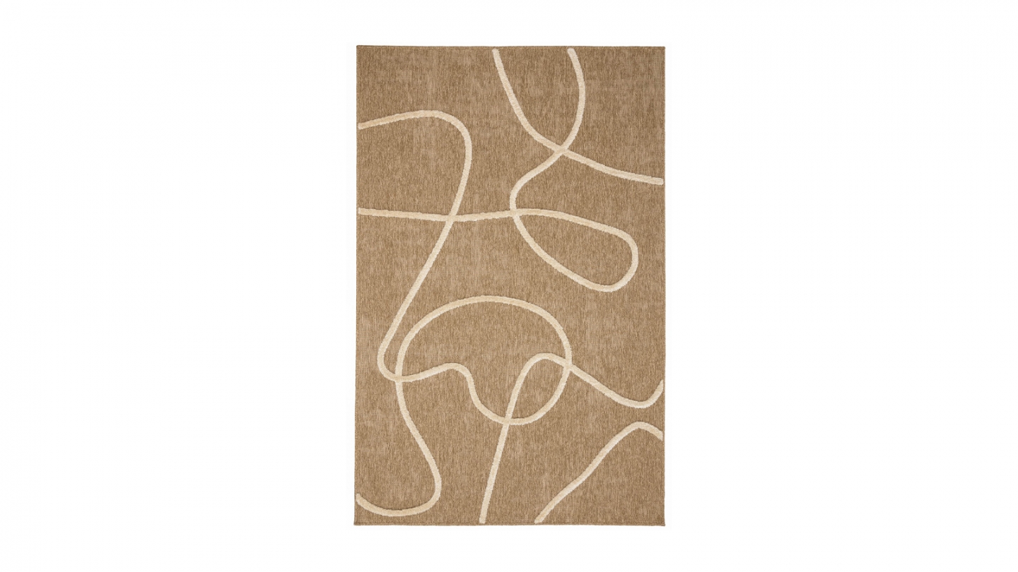 Tapis motif géométrique blanc et naturel 200x290 - Sloane