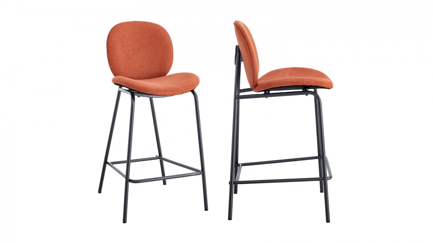 Lot de 2 tabourets de bar en tissu rouille - Boreal