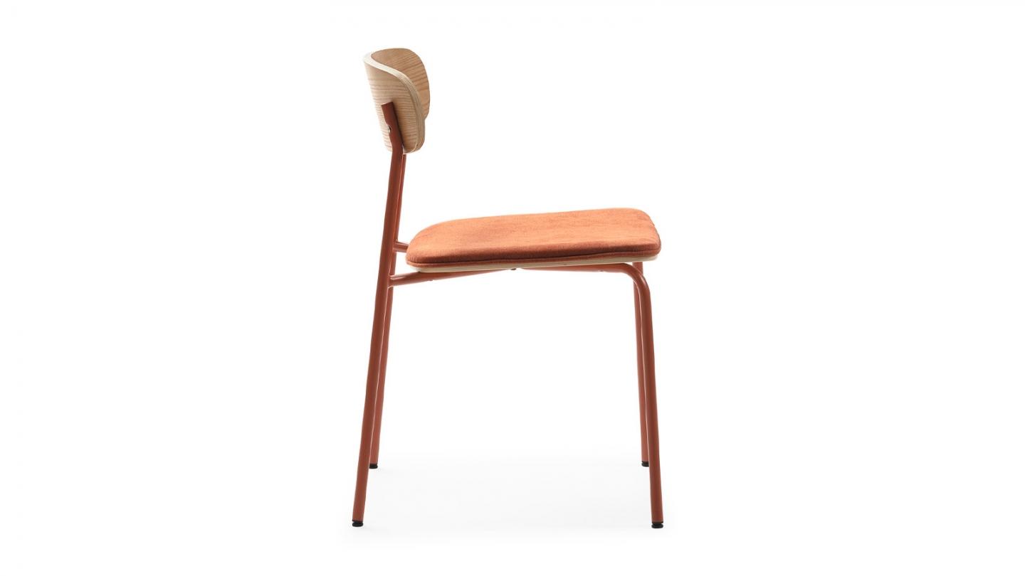Lot de 2 chaises en tissu terracotta et effet bois - Svala