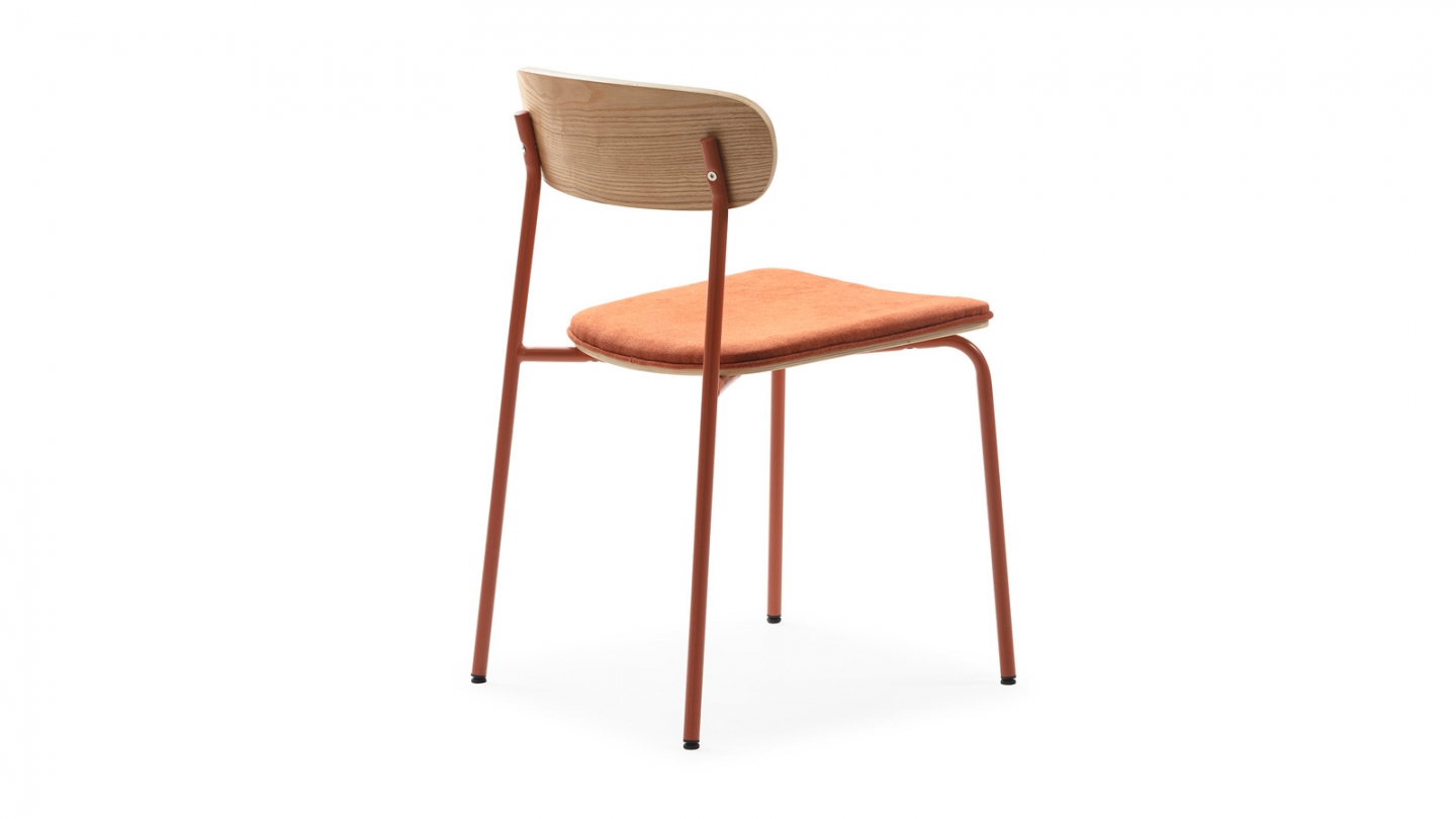 Lot de 2 chaises en tissu terracotta et effet bois - Svala