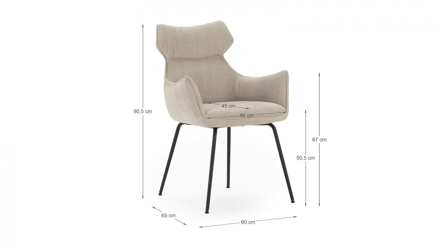 Lot de 2 fauteuils de table en tissu beige - Iconic