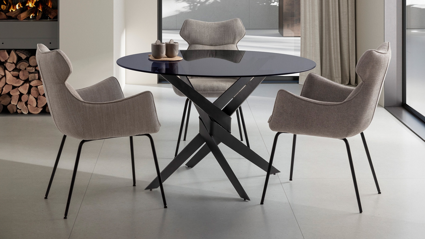 Lot de 2 fauteuils de table en tissu gris - Iconic