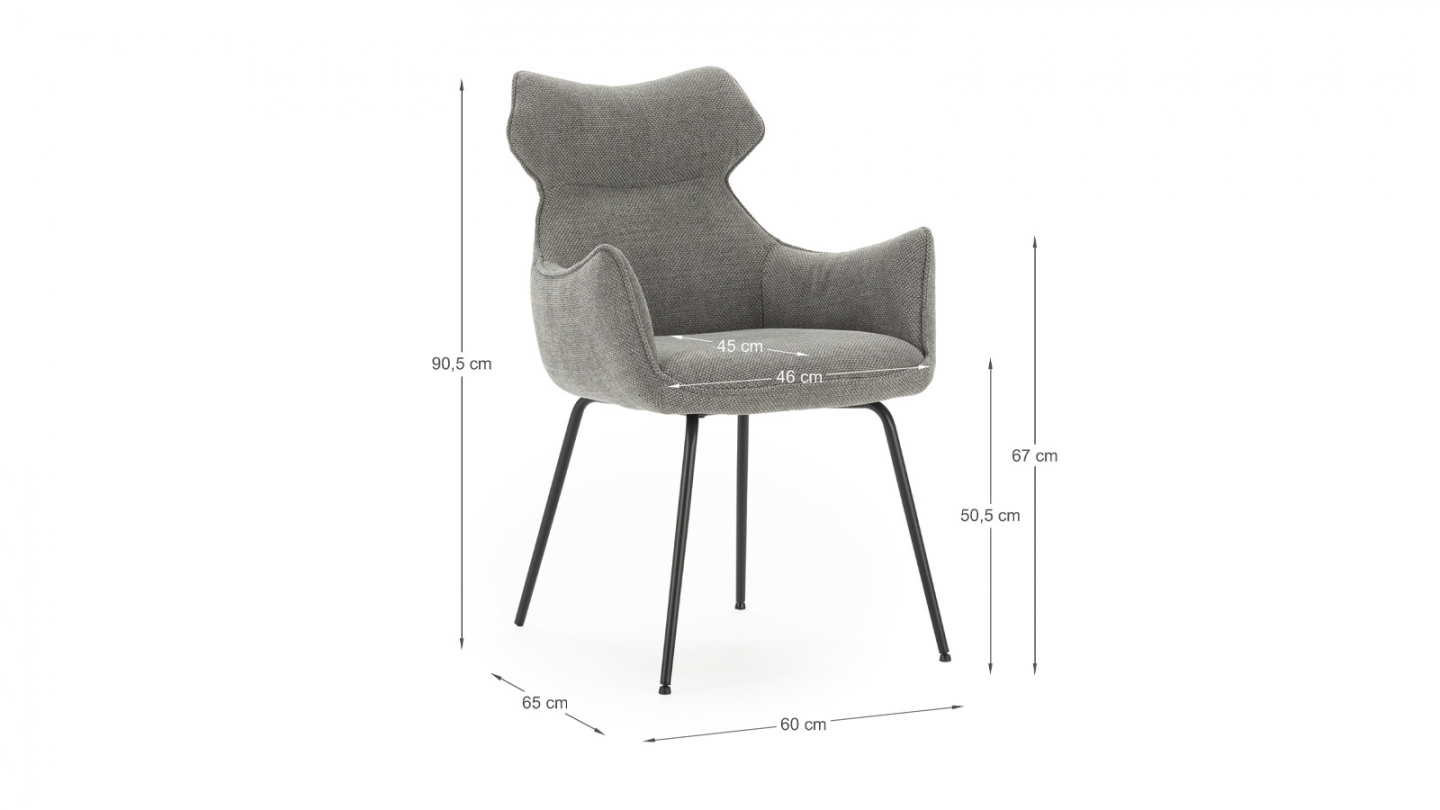 Lot de 2 fauteuils de table en tissu gris - Iconic