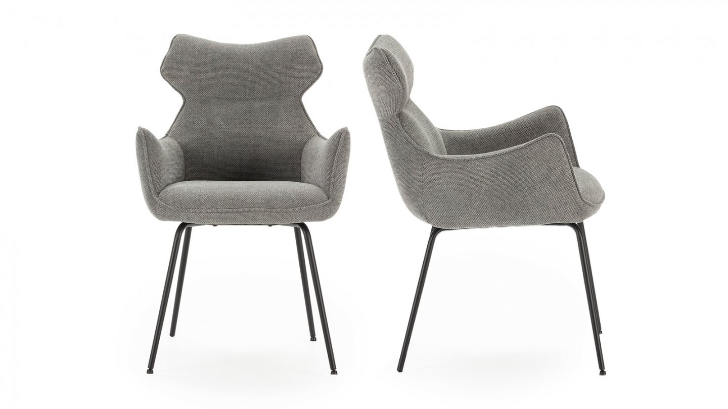 Lot de 2 fauteuils de table en tissu gris - Iconic