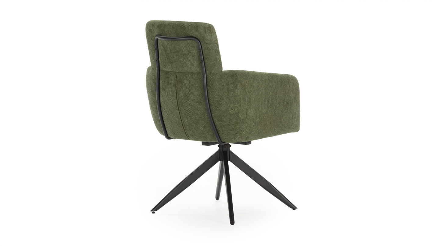Lot de 2 fauteuils de table pivotants en tissu vert kaki - Alvar
