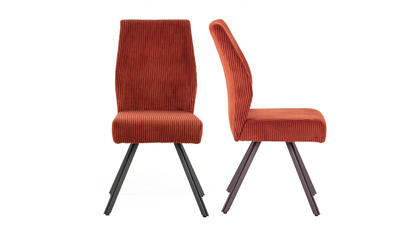 Lot de 2 chaises en velours côtel rouille - Lagom