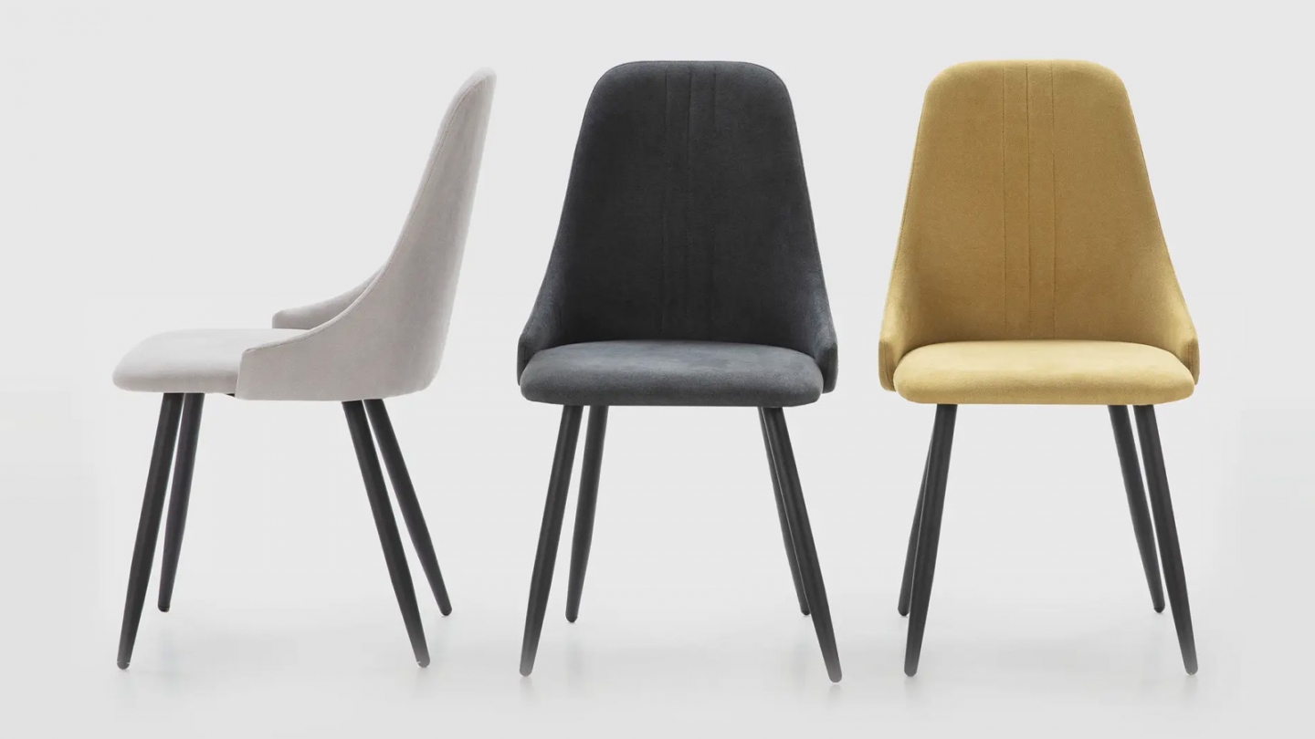 Lot de 4 chaises en tissu gris foncé - Soan