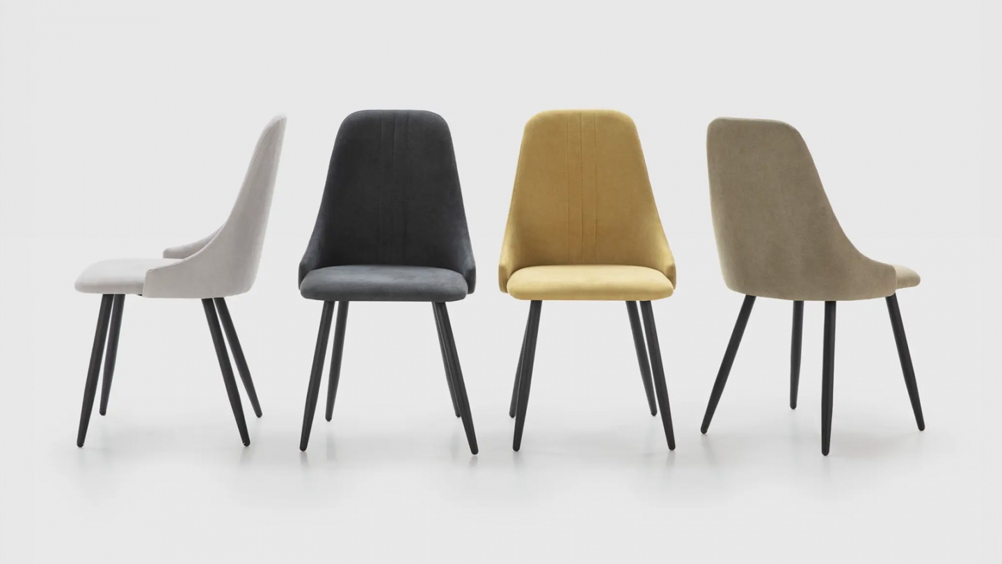 Lot de 4 chaises en tissu gris foncé - Soan