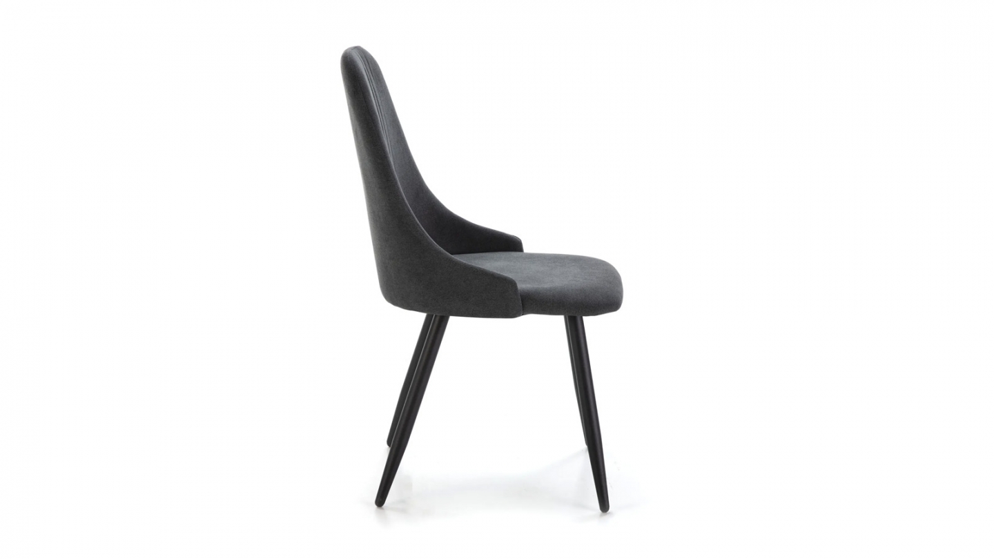 Lot de 4 chaises en tissu gris foncé - Soan