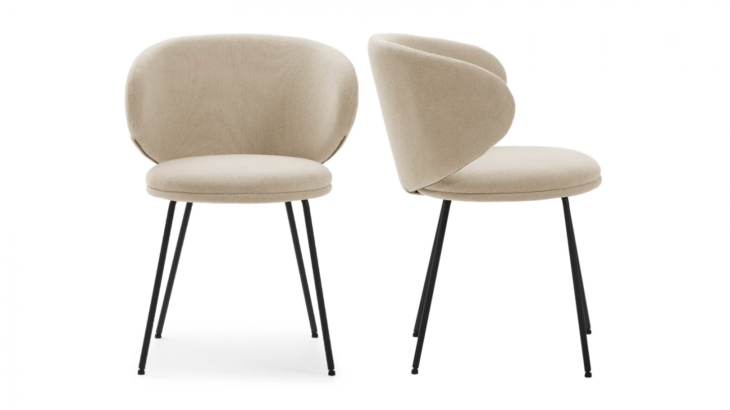 Lot de 2 chaises en tissu beige - Cocoon