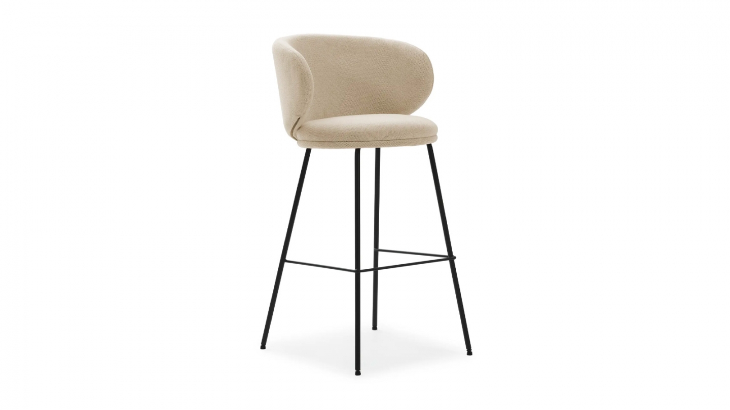 Lot de 2 tabourets de bar en tissu beige - Cocoon