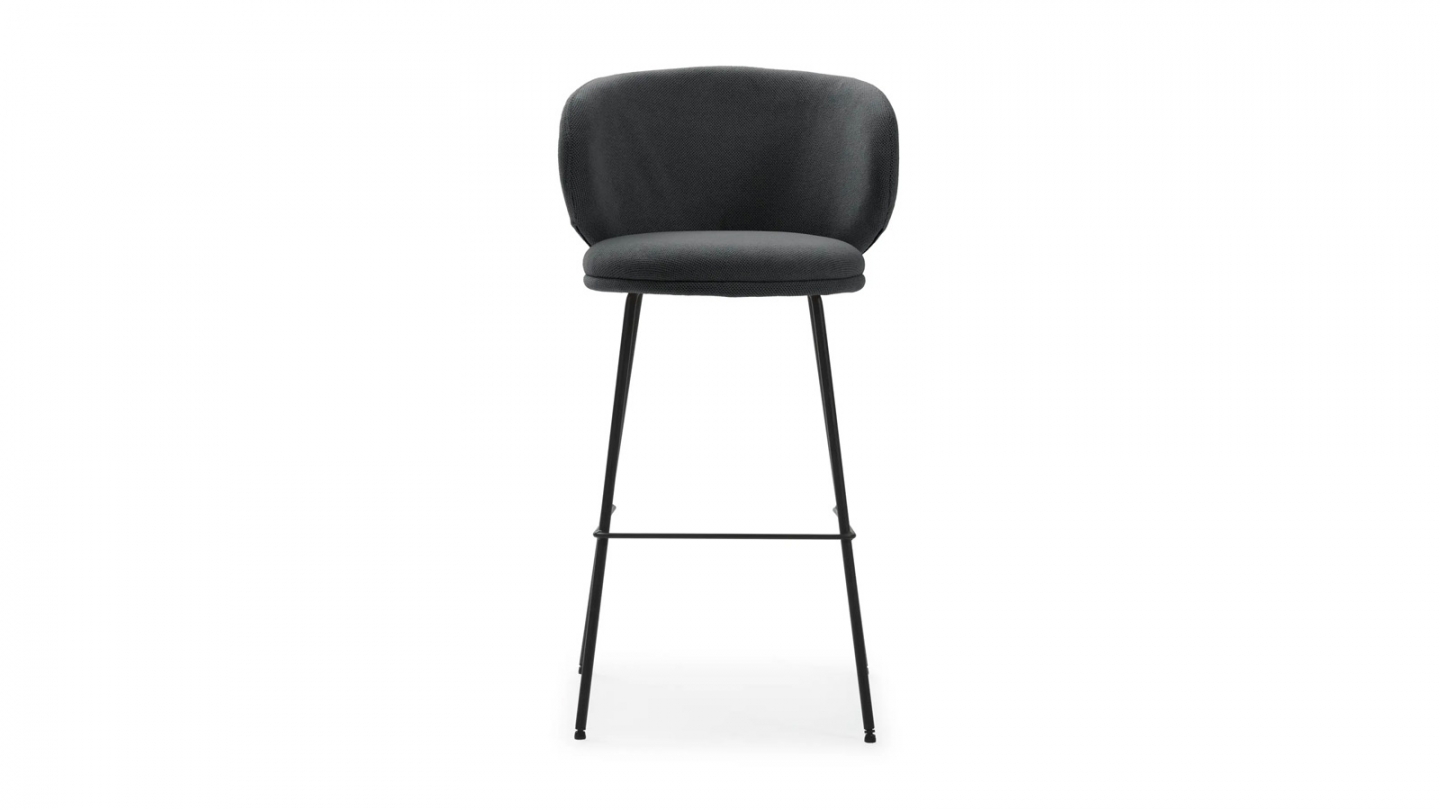 Lot de 2 tabourets de bar en tissu gris foncé - Cocoon
