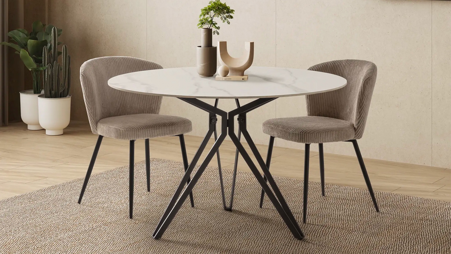 Lot de 4 chaises en velours côtelé beige - Klara