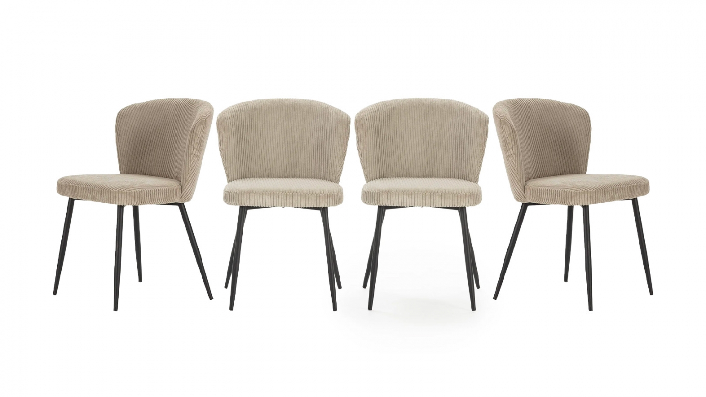 Lot de 4 chaises en velours côtelé beige - Klara
