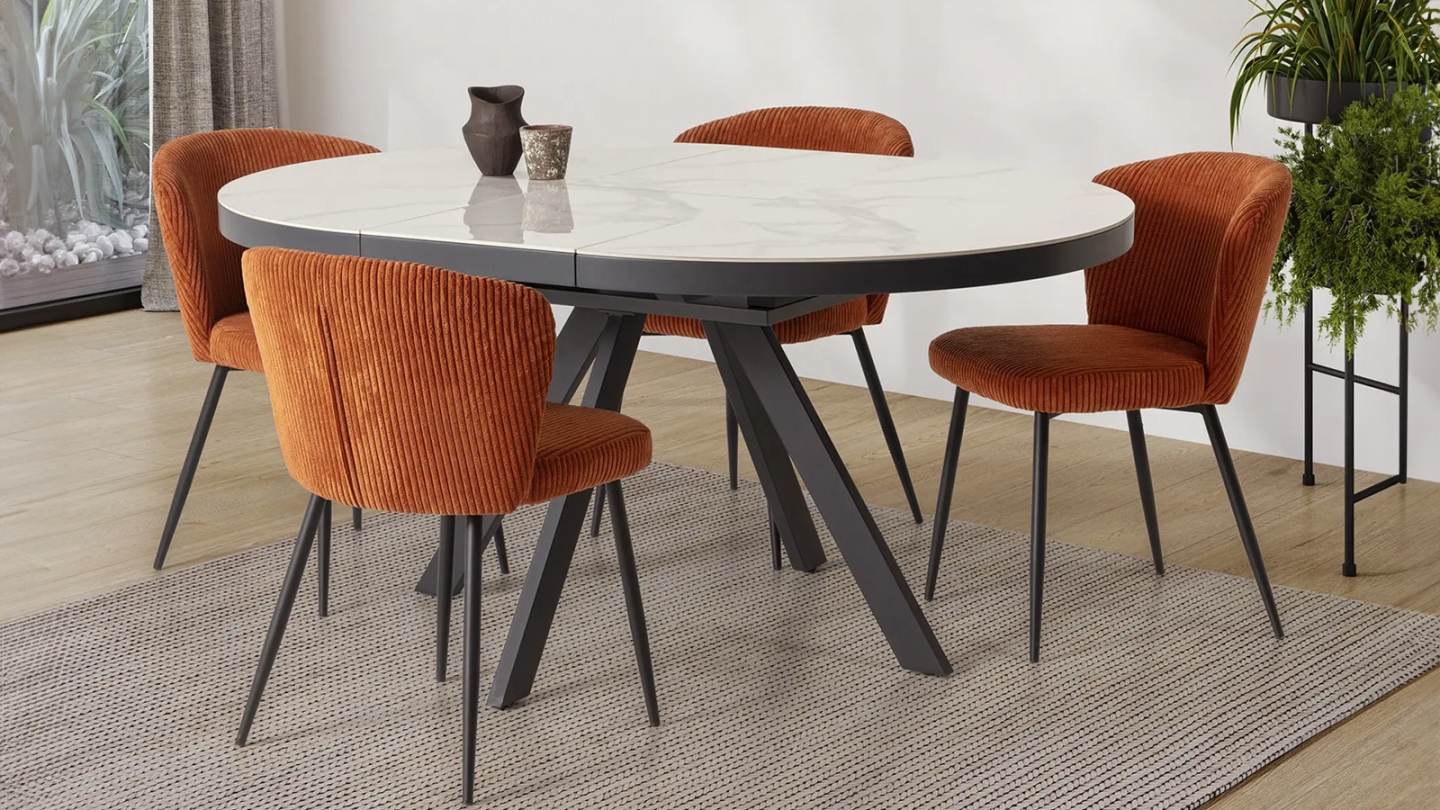 Lot de 4 chaises en velours côtelé rouille - Klara